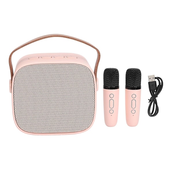 Mini Karaoke Maskine, Bærbar Bluetooth Højttaler, Karaoke Maskine med 2 Trådløse Mikrofoner Bærbar Stereo Lyd Karaoke til Børn - Perfekt pink