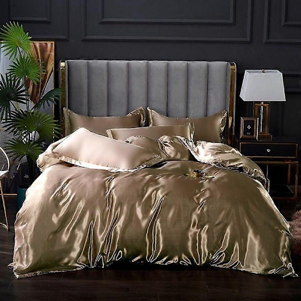 Minglan ensfarget sengetøy i imitert silke, eksklusivt sateng sengetøy dynetrekk putevar fire-delt sett - Perfekt xiangbinjin 180x220cm 4pcs