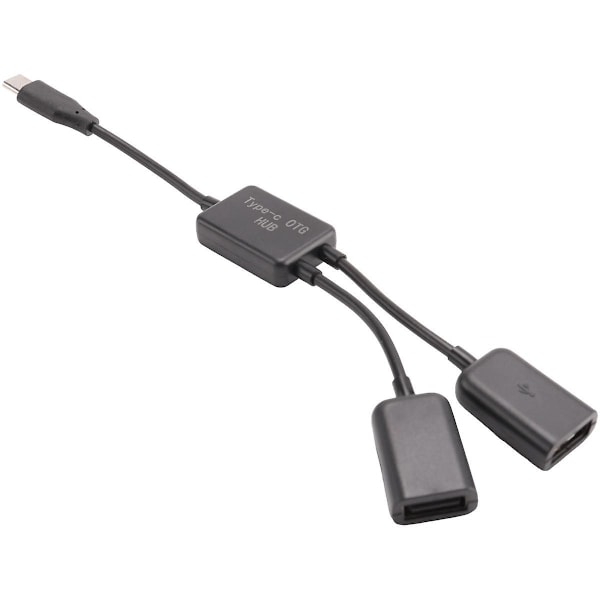 Typ C OTG USB Han till Dubbel 2.0 Hon OTG Laddning 2 Port HUB Kabel Y-Delare-Perfekt