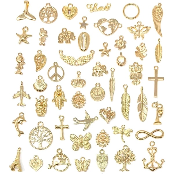 Engros Bulk 50 stk blandet gullsmykker anheng DIY for halskjede armbånd smykker å lage og håndverk-perfekt