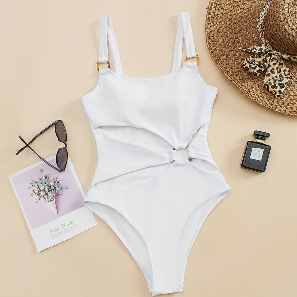 Ny sexig baddräkt av hög kvalitet i enfärgad bikini dam - Perfet white M