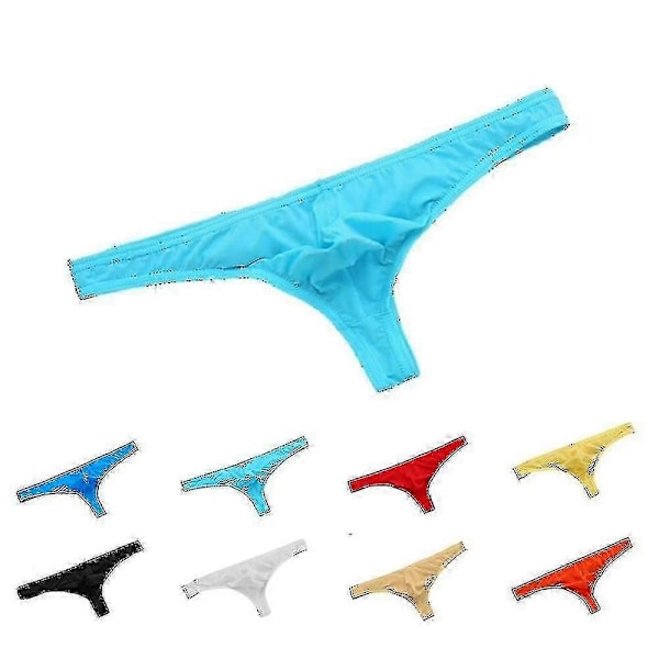 Herr Enfärgade Stringtrosor Ultratunna Andningsbara Låg Midja Mjuka Underkläder-Perfekt Light Blue XL