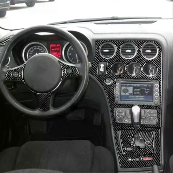 Yhteensopiva Alfa Romeo 159 2005- Real hiilikuitu keskikonsolin suojus tarra vaihdepaneelin koristetarra auton sisätilan lisävarusteet - Perfet Window Lifting RHD