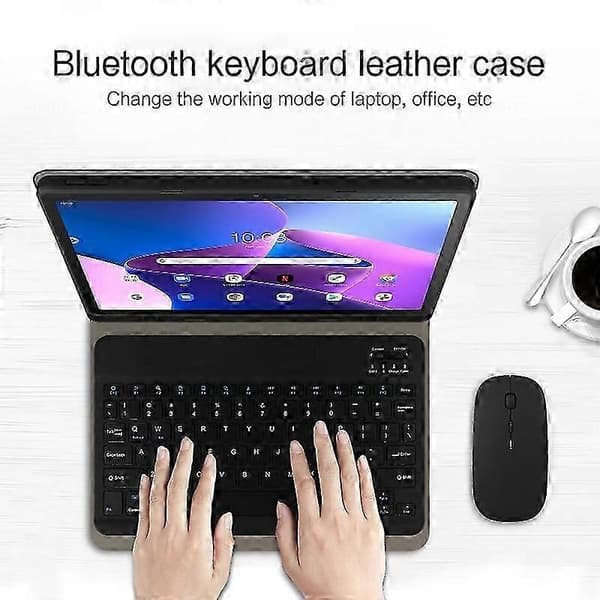 Kompatibel med Lenovo Tab M10 Plus (3. generasjon) Magnetisk Avtakbart Bluetooth-tastatur Tablet Case PU Leather Stan-Perfet