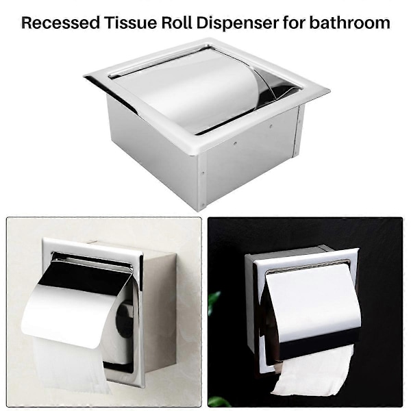 Ruostumattomasta teräksestä valmistettu upotettu WC-paperiteline seinälle, moderni WC-paperiteline - Täydellinen