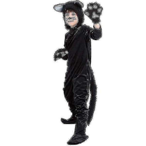 Børne Cosplay Sæt Animalblack Kat Kostume - Perfekt 130 140cm