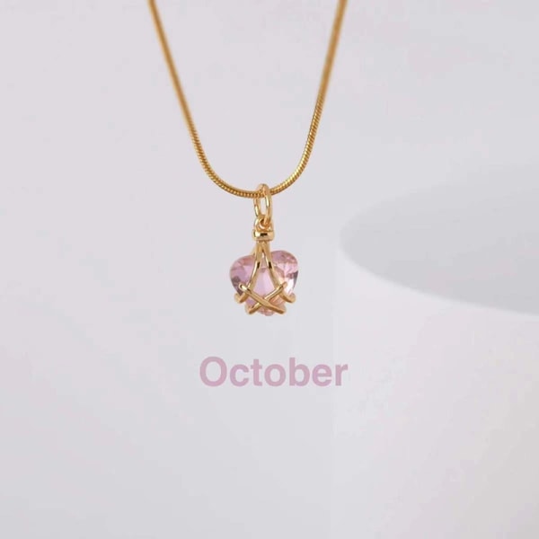 18 k gullbelagt Barbie Diamond Castle kjede rosa krystall Hea - Perfet October