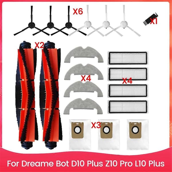 Kompatibel med Dreame Bot D10 Plus Z10 Pro L10 Plus Hoved Sidebørste Hepa Filter-Perfet