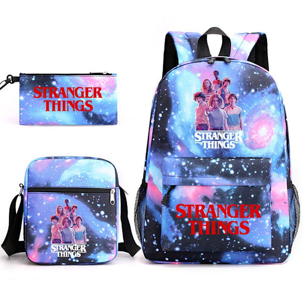 Stranger Things -reppu Kolmiosainen set Opiskelija-koululaukku Kangaslaukku YD- Perfet Star Blue