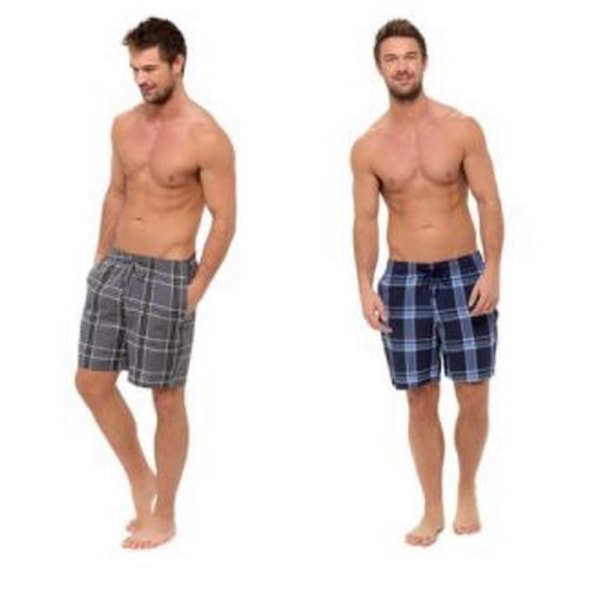 Foxbury pyjamasshorts för män (2-pack) Grå/marinblå Chec - Perfet Grey/Navy Check M