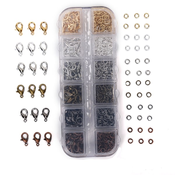 960 STK smykker gør hummer låse kroge hoppe ring til halskæde Multicolor