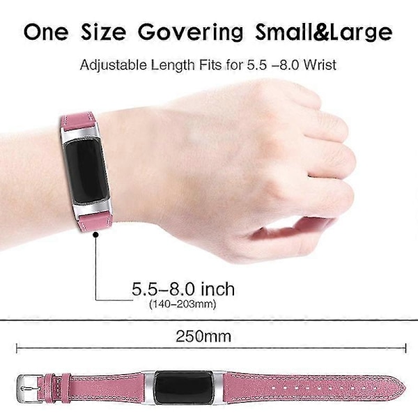 Ægte læder justerbar rem kompatibel med Fitbit Charge 6/5 - Komfortabel & Holdbar Kaffe Rem - Perfekt Pink Fitbit Charge 6