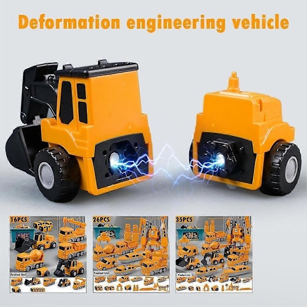 Magneettinen muuntuva insinööriauto, koottavat lelut - Täydellinen Blue 16 piece set