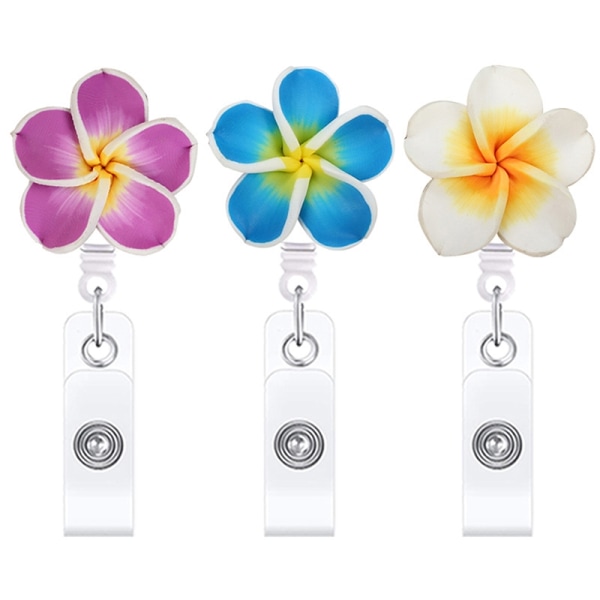 Flower Shape Badge Reel Clip uttrekkbar ID-kort Merkeholder N - Perfet A3