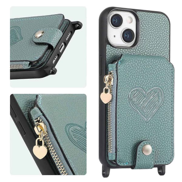 Kompatibel med iPhone 15 Plus Mobiltelefon Covers - PU Læder Cover - Perfekt Green
