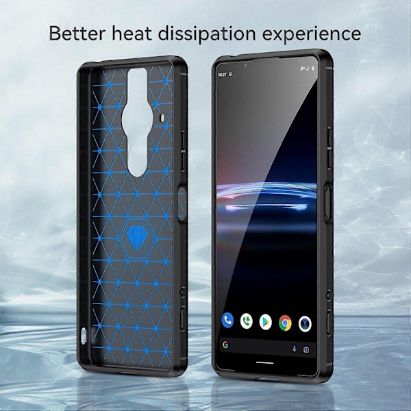 Yhteensopiva Sony Xperia Pro-I Harjattu hiilikuitukuvio TPU-puhelinkotelo - Perfet Black