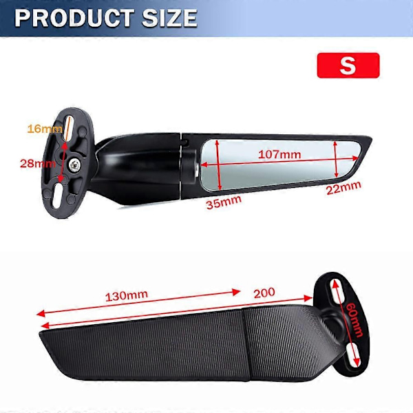Yhteensopiva Suzuki GSXR 600 750 1000 GSX650F GSX-R K9 K10 K11 K12 K13 L17 moottoripyörän peilin kanssa, modifioitu tuulisiiven taustapeili - Perfet S