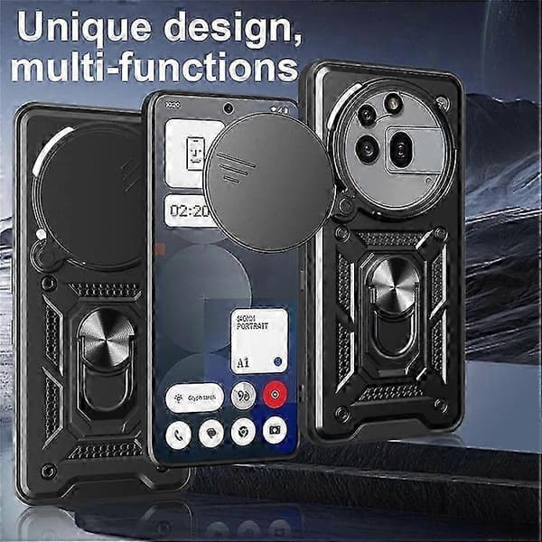 Skal Kompatibelt med Nothing 3a Pro med Skjutbart Kameralock och PC/TPU Stödfodral - Perfekt Black