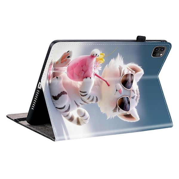 Læder Etui Kompatibelt med iPad Air 11 (2025) (2024) Air (2022) (2020) Pro 11 (2022) Mønsterprintet Tablet Co-Perfet Cartoon Tiger