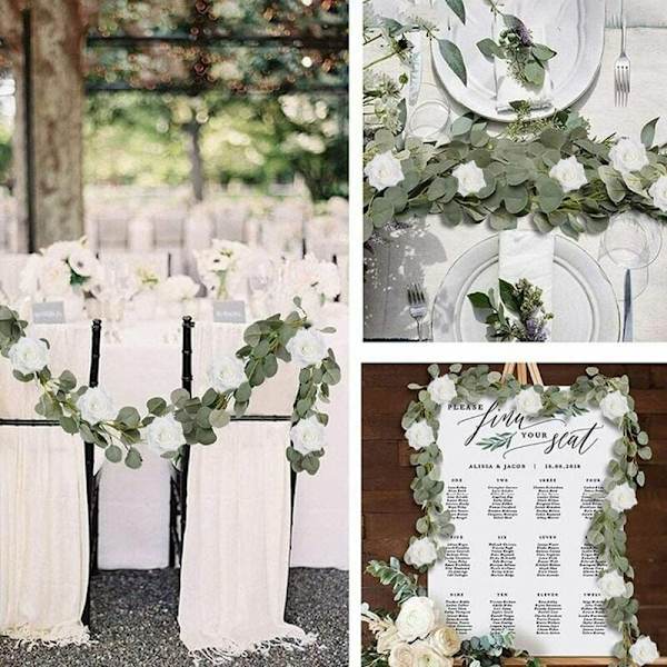 Kunstige blomster, kunstig Eucalyptus Pileblad Garland - Perfet