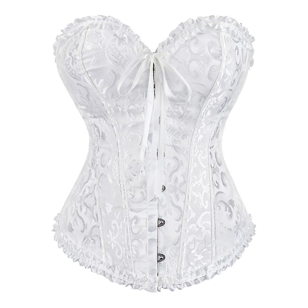 Naisten pitsillä kiinnitettävä luu-overbust-korsetti bustier alusvaatteet body shaper top prinsessakorsetti - Valkoinen Valkoinen-xs-Perfet White -m