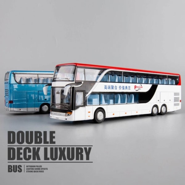 Alloy Bus Model Double Sightseeing Bus BLÅ - Perfet