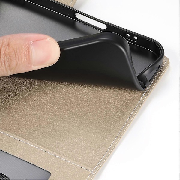 Kompatibel med Samsung Galaxy A24 4G (162.1 x 77.6 x 8.3mm) Etui Læder Lås Wallet Stand Telefon Cover - Perfekt Apricot
