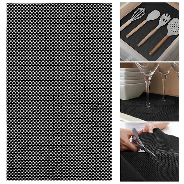 Hyldebeskytter, skridsikker, stærkt greb, PVC, garderobeskabe, hylder, gittermåtte til spisestue - Perfekt Black
