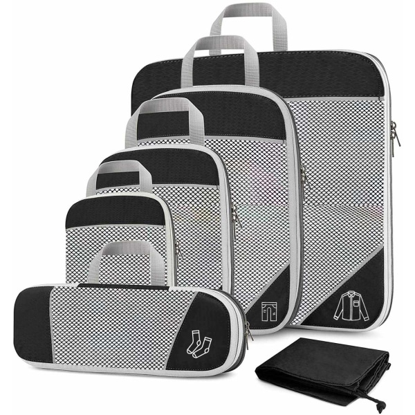 Resekompressionsförpackningskuber, 6-pack expanderbara kappsäckar