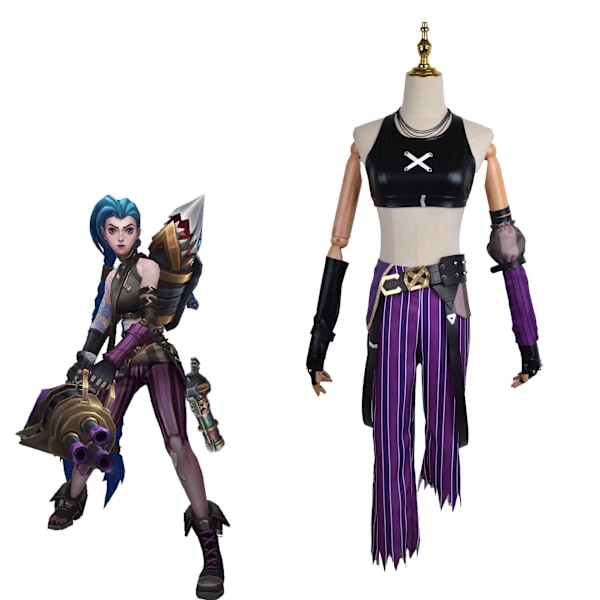 snabb leverans Lol Jinx Cosplay Kostym Uniform Outfits League Of Legend - Perfet Costume XL