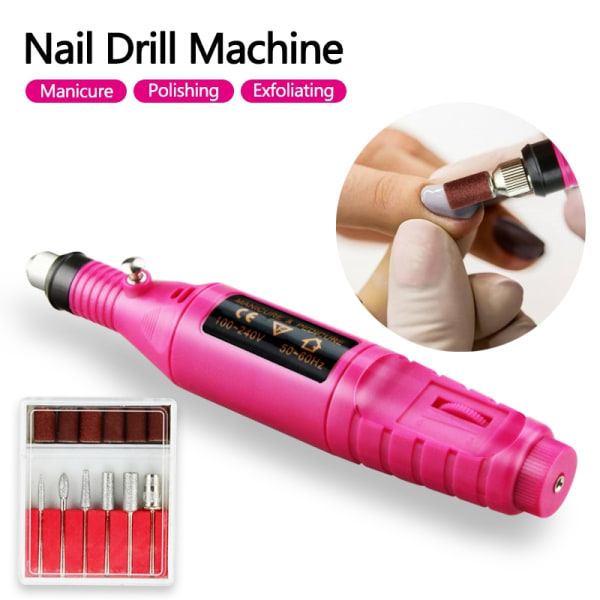 Elektrisk Nail File Art Drill File Akryl Manikyr Pedikyr - Perfet Pink