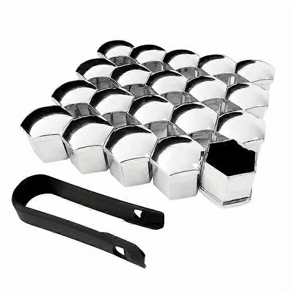 20 kappaletta auton pyöränmutterin suojakantta ruosteenesto auton pyörännavan mutteri auton renkaan mutterin ulkokoristelu - Perfet Plating Silver 17mm