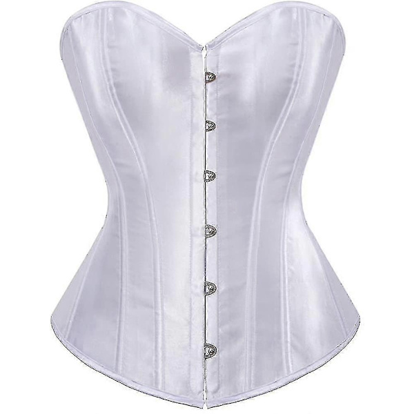 Naisten Bustier-korsetti Yläosa Seksikäs Alusvaatesetti Musta Satiini Vyötärön Kiristäjä-Täydellinen White 6x-large