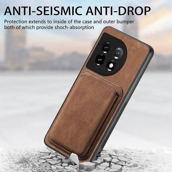 Magnetisk kortholder telefoncover til OnePlus 12 5G - Perfekt Brown