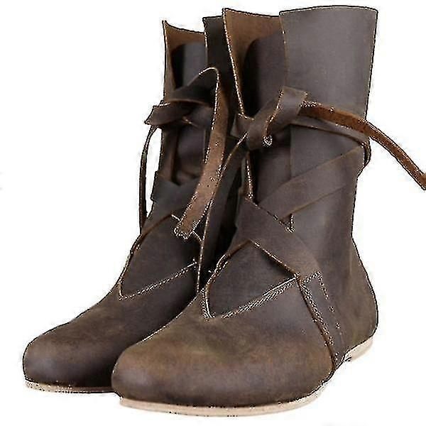 Menn's Middelalder Renaissance Sko Pirat Båndsko-Perfet Brown 36