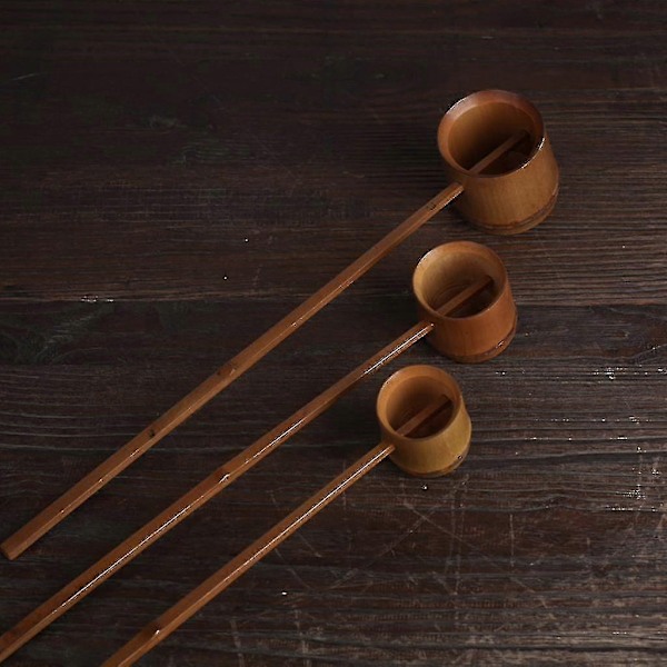 Japansk teceremoni Långt skaft Sked Bambu Vattenhämtare Bambu Vatten Kalebass Skopa Dipper-Perfet N402