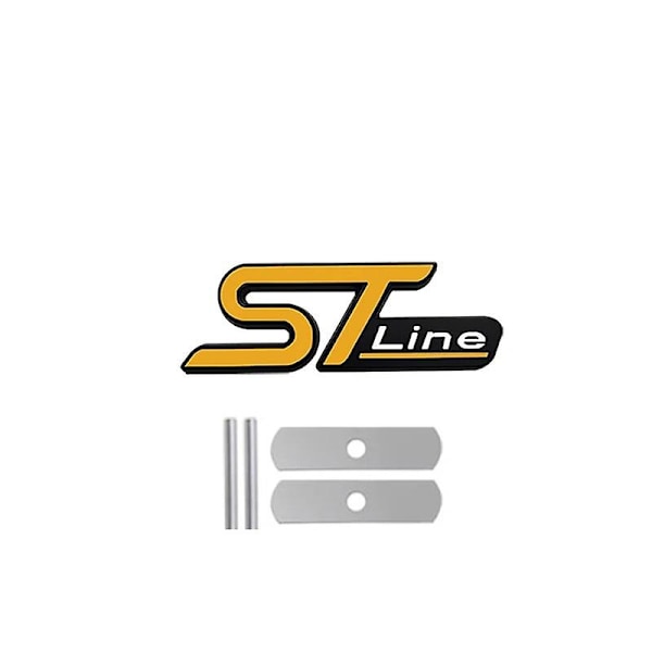 3D Metal ST Line -etunäköisen säleikön auton tunnusmerkki kromitarra Ford ST Focus x 2 3 Kuga FIESTA MONDEO Autojen tyyliin - Täydellinen Black Yellow