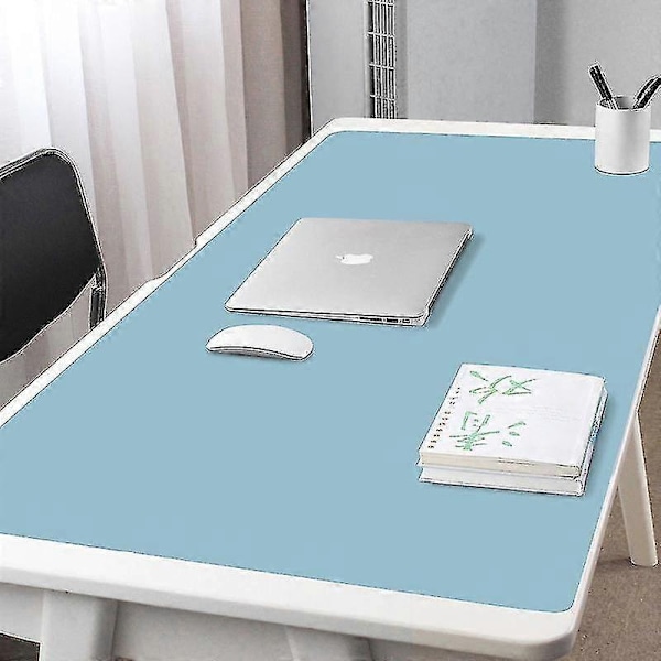 120x60cm Vandtæt PU Læder Skrivebordsmåtte Multi-størrelse Musemåtte Computer Musemåtte Tastatur Borddækning - Perfekt Sky Blue