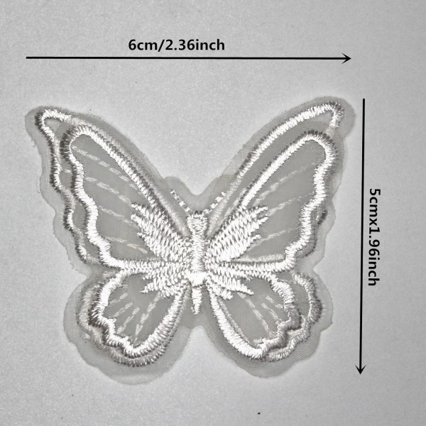 20 stk Butterfly Sew On Patch Sying DIY (hvit, 2,36 x 1,96 tommer) - Perfet