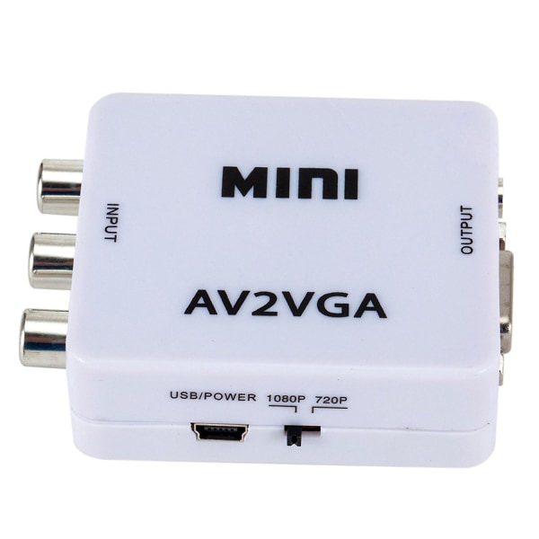 Mini Av2vga Video Converter Box Av Rca Cvbs till Vga Video Converter med 3,5 mm ljud till PC Hdtv Converter - Perfet