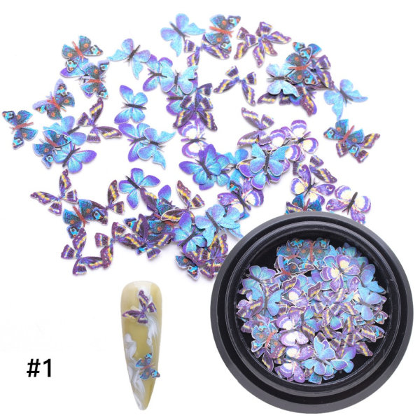 3D Nail Art -tarra Värikäs perhostyylinen nail art varten - Perfet Blue