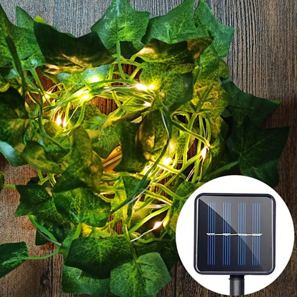 Kunstige planter - Green Leaf Vines - Ivy String Lights - Perfet 10M Solar Powered
