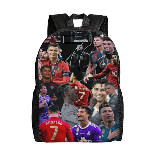 CR7 Cristiano Ronaldo Fotbollsspelare Cross Town Ryggsäck - Skolpojkar Flickor Barn Män Kvinnor Resa Sport Arbetsväska med Vattenflaska Fack - Perfekt