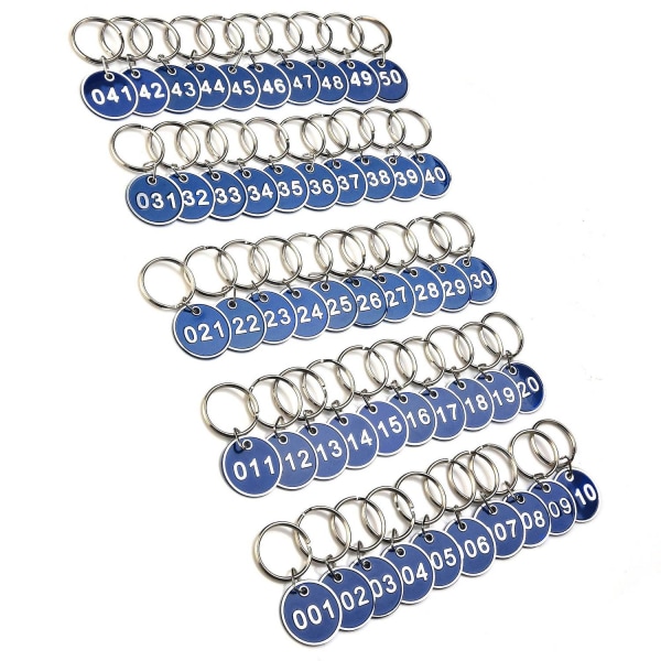 1-100 Numre Nøglering Nummer Tags Skab Gym Nøgleringe Graverede Numre med Nøgleringe Nøglering Aluminium Numre Tag - Perfet 1 to 100