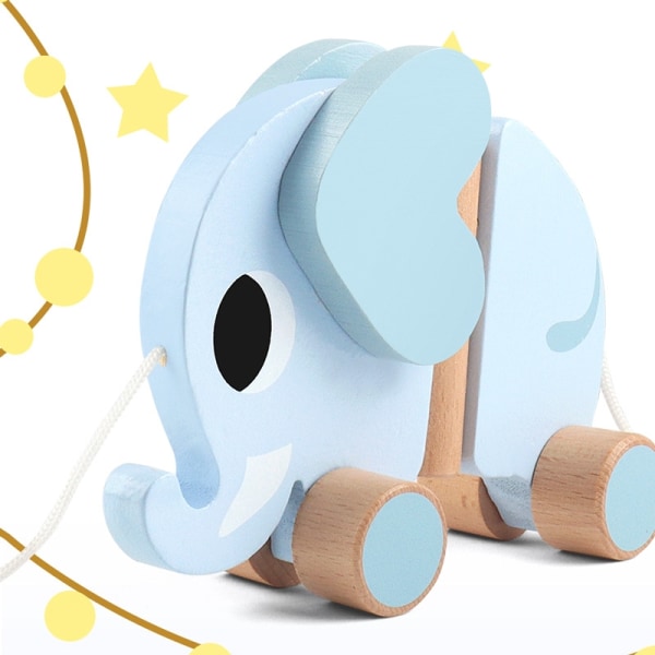 toddler leksak trä tecknat djur - Perfet Blue elephant
