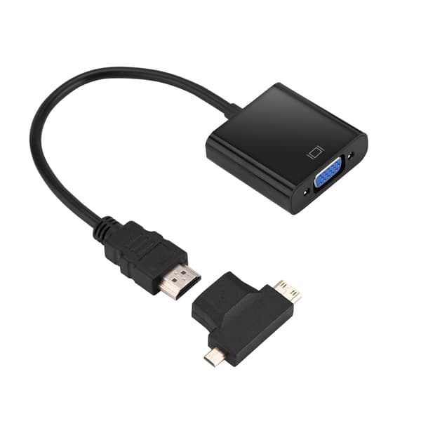 HDMI till VGA-adapter, T-typ Micro Mini HDMI-kontakt, för digitalboxar (PS4, Xbox 360), svart
