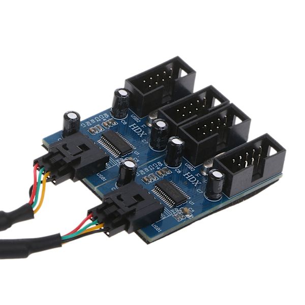PC-chassi internt 9-stifts USB 2.0 hane 1 till 4 hona splitter PCB Chipset Förlängare 30 cm kabel - Perfet
