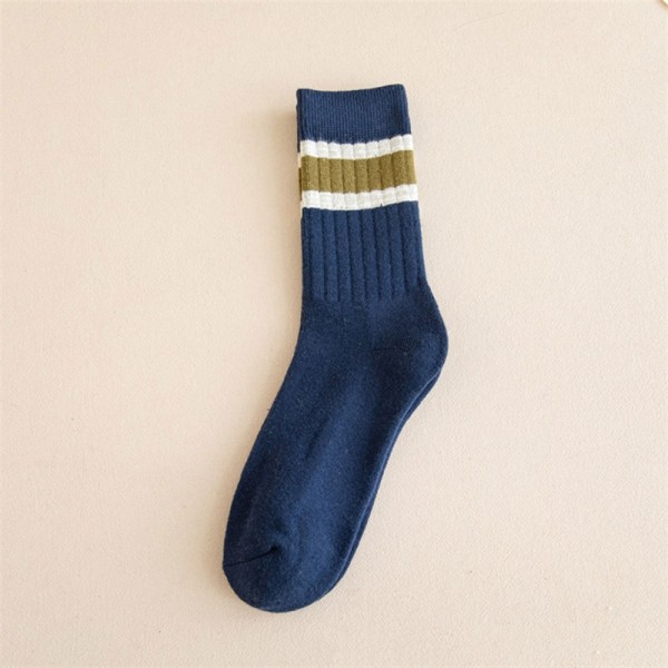 Vinter mote stripete sokker for menn Harajuku Retro Tykk Varm Midt - Perfet Blue