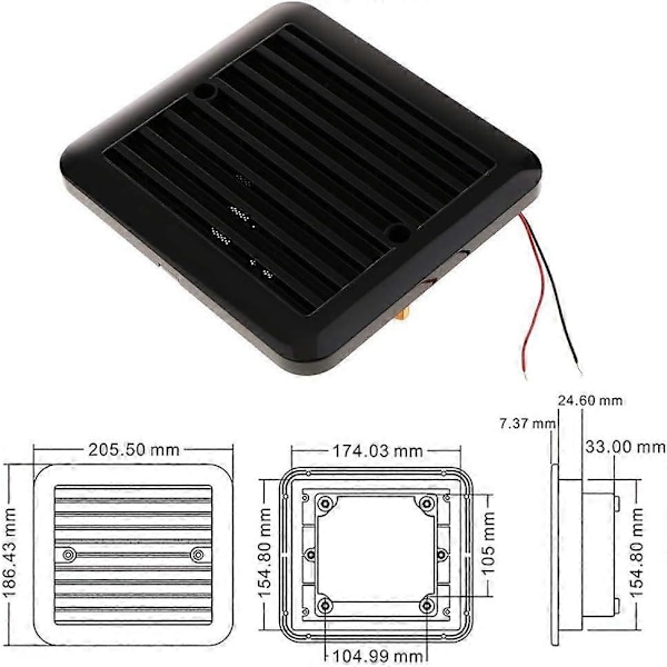 12V Envejs Lydløs Køleventilator Sideudstødningsventilator til Bil RV Caravan RV Ventilator (Sort) - 8-Perfet
