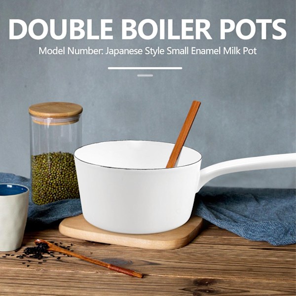 1,3L Japansk Stil Vit Keramik Mjölkkanna Kökskokkärl Gryta Stewpan Kastrull med Lång Handtag - Perfekt